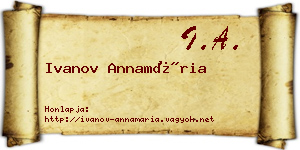 Ivanov Annamária névjegykártya